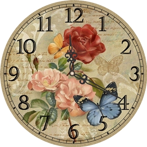 R69 RELOJ ROSAS Y MARIPOSAS 49CM